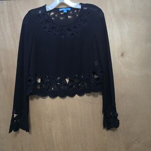 L'Amour Black Cutout Long Sleeve Top